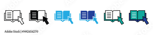 arrow pointing an open book icon set digital library read education dictionary vector online course reading media business signs illustration for web and app