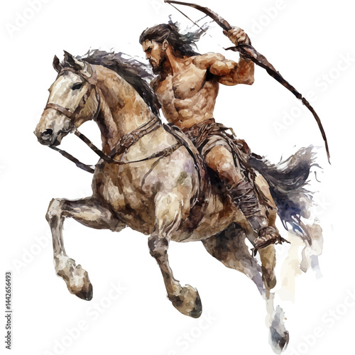 centaur warrior, watercolor drawing, isolated on a white background. centaur warrior vector.