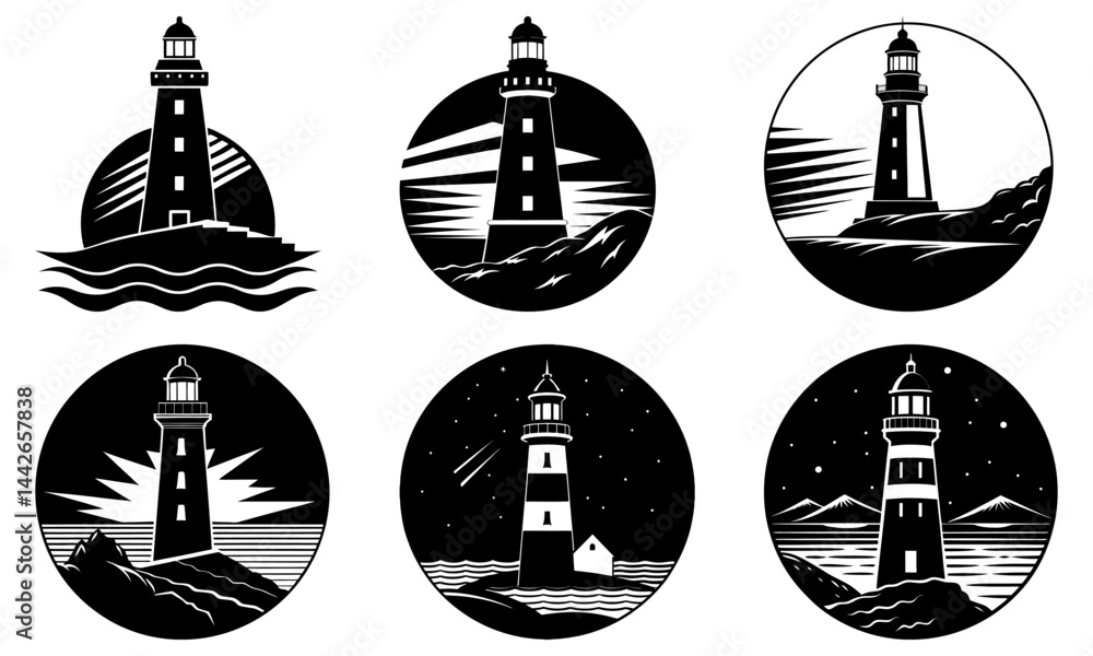 Naklejka premium Lighthouse Silhouette vector
