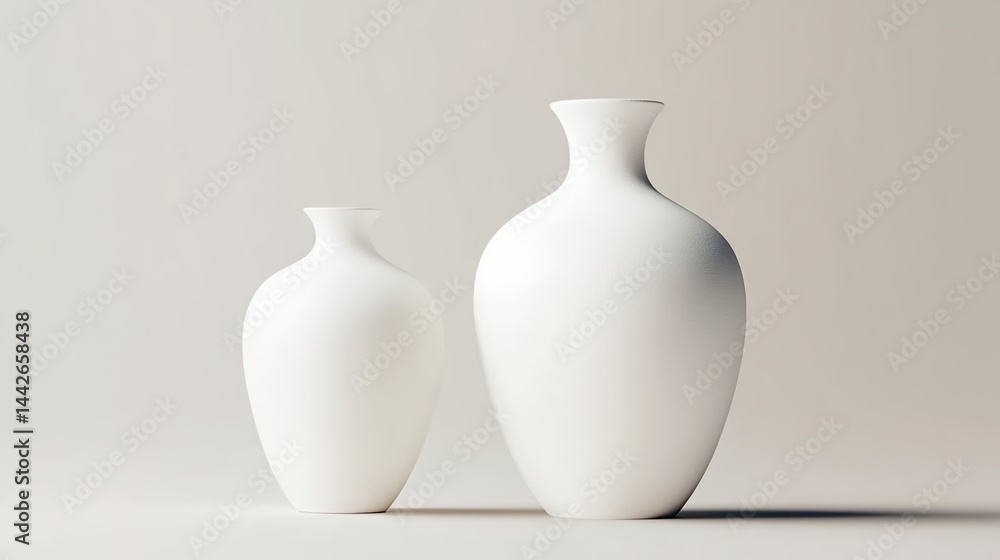 © yong - Two white vases of different sizes placed side-by-side against a light background.