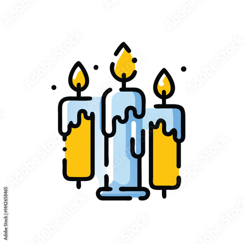 candles festive lighting decoration on white background for web and graphic design
