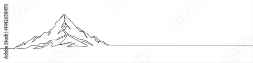 Mountains continuous one line drawing. Mountain sign in simple linear style.