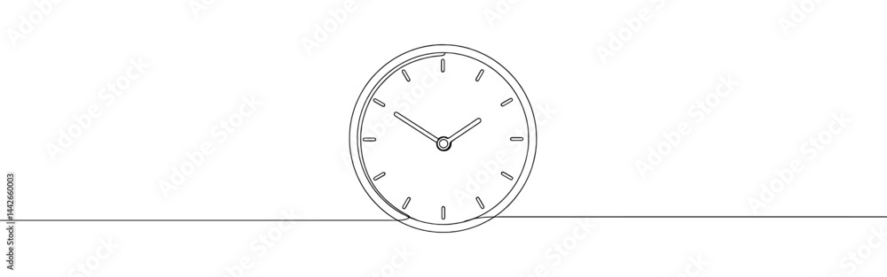 Clock continuous one line drawing. Time clock symbol. Clock continuous one line drawing. Time clock symbol.