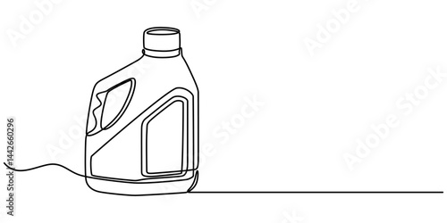 Continuous line of oil jerry cans.one line drawing of packaging jerry, Gallon continuous one line drawing vector illustration, Single one line drawing car oil bottle. Auto service concept. minimal pro