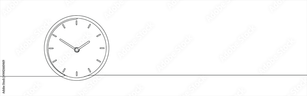 Clock continuous one line drawing. Time clock symbol. Clock continuous one line drawing. Time clock symbol.