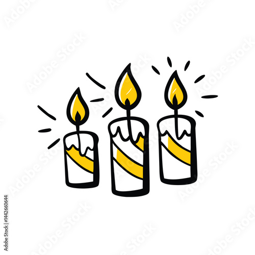 candles festive lighting decoration on white background for web and graphic design