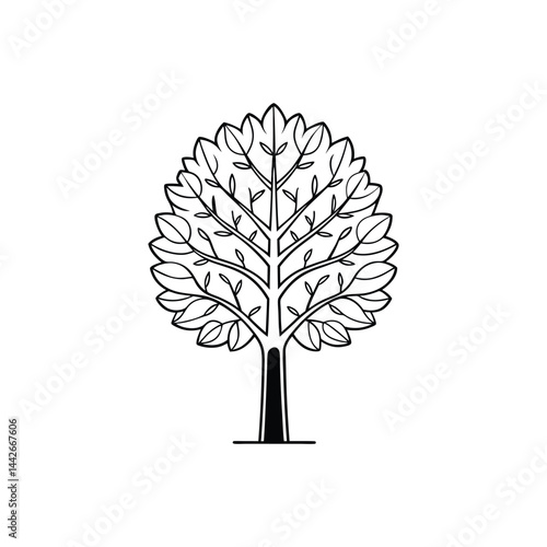 poplar outline line art icons white background