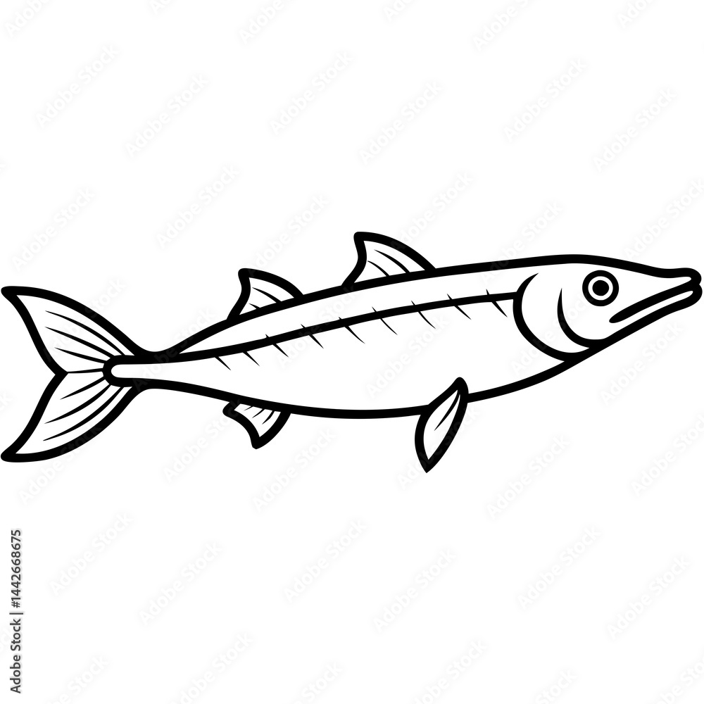 One-Line Barracuda Vector Design One-Line Barracuda Vector Design
