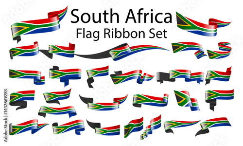 South Africa ribbon flag set