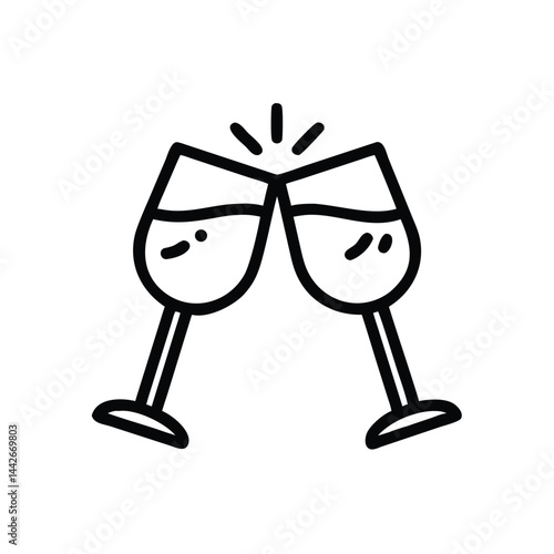 clinking glasses cheers toast on white background for web and graphic design