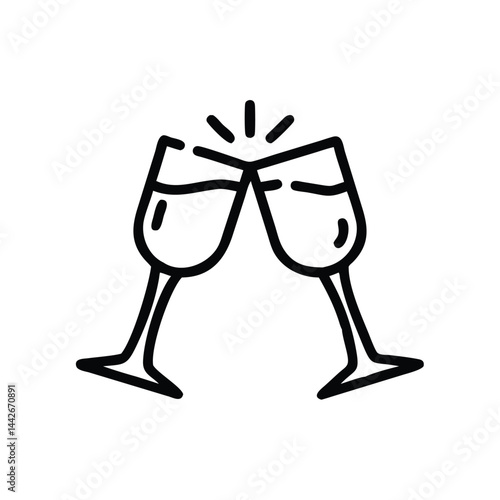 clinking glasses cheers toast on white background for web and graphic design