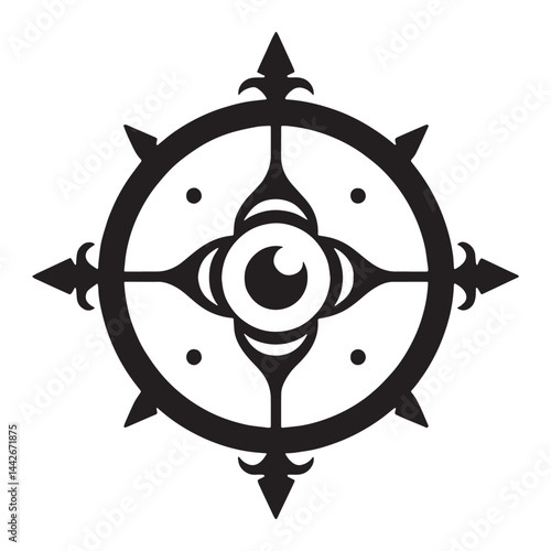 Agile Chakram silhouette, designed for rapid throwing and return – Chakram illustration – Minimalist Chakram vector – Weapon silhouette

