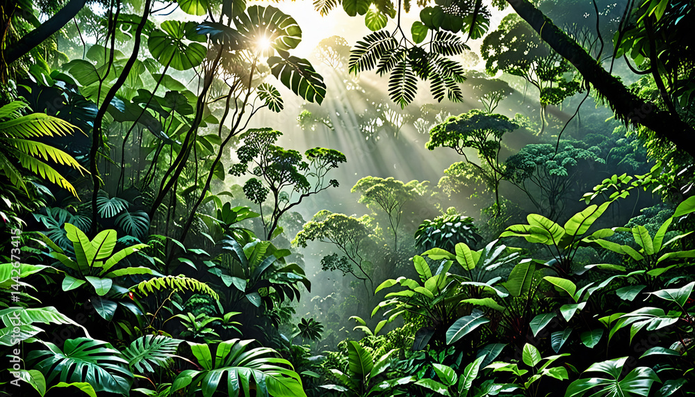 Tropical Rainforest Canopy at Dawn