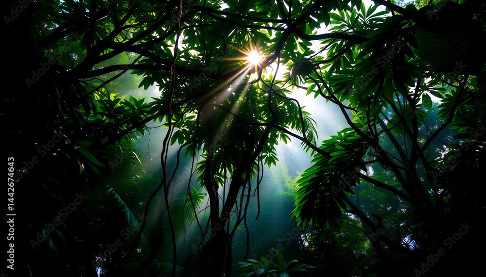 Tropical Rainforest Canopy at Dawn