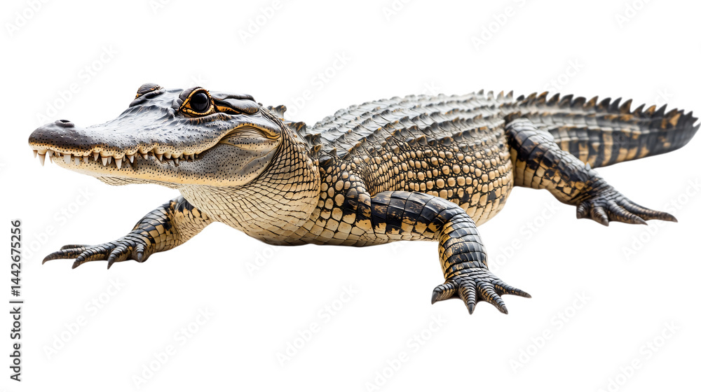 Obraz premium Majestic Crocodile Isolated on White Background for Professional Design Projects