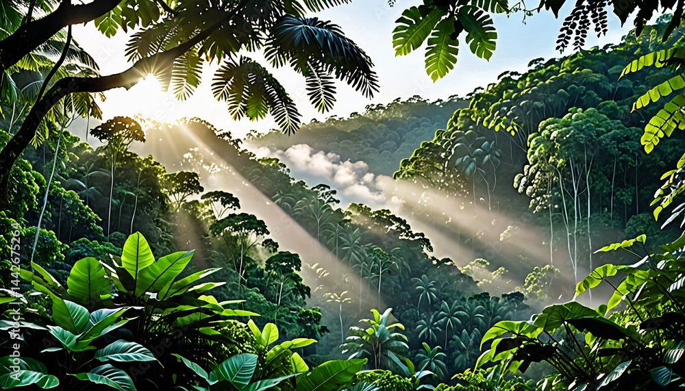Tropical Rainforest Canopy at Dawn