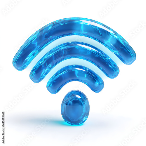 Blue wi fi symbol representing wireless network connection