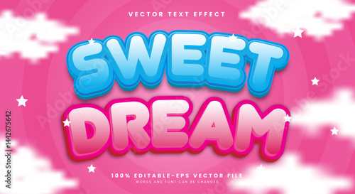 Sweet dream 3D editable text effect Template Suitable for cloud theme