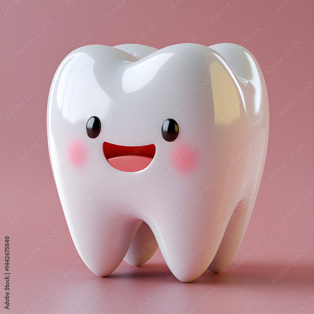 Cute smiling tooth showing importance of oral hygiene