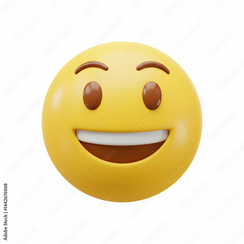 3D Smiley Face Emoji Happy Smiling Yellow Emoticon 3D Smiley Face Emoji Happy Smiling Yellow Emoticon