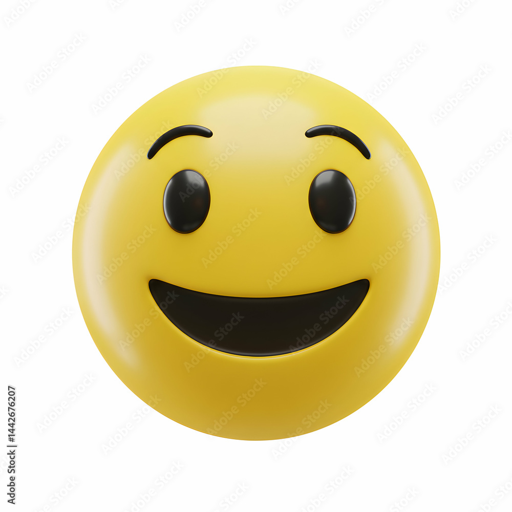 Happy Yellow Smiley Face Emoji 3D Render Happy Yellow Smiley Face Emoji 3D Render