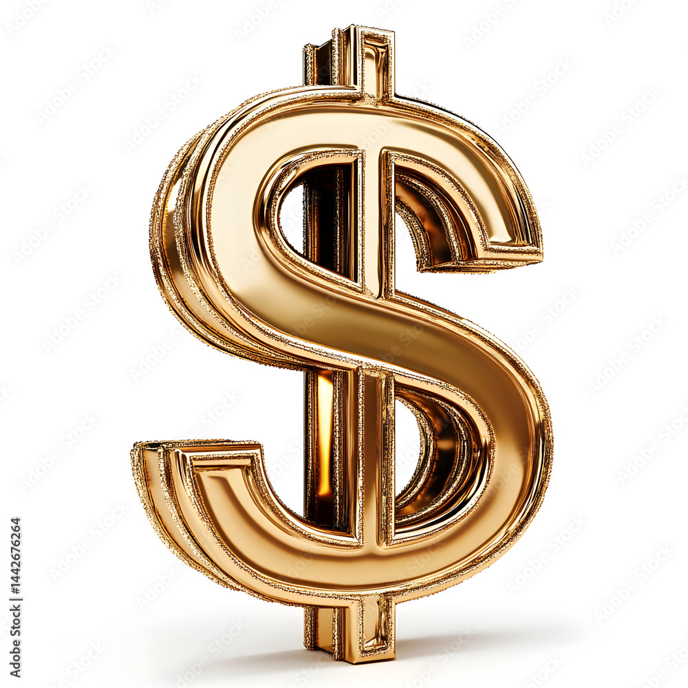 Shiny golden dollar sign representing wealth and prosperity