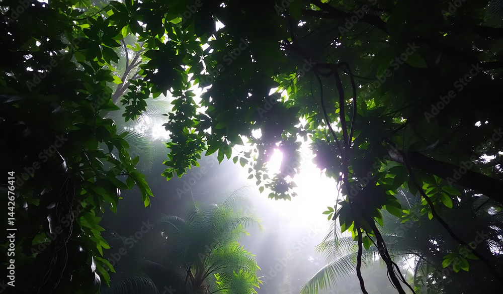 Tropical Rainforest Canopy at Dawn