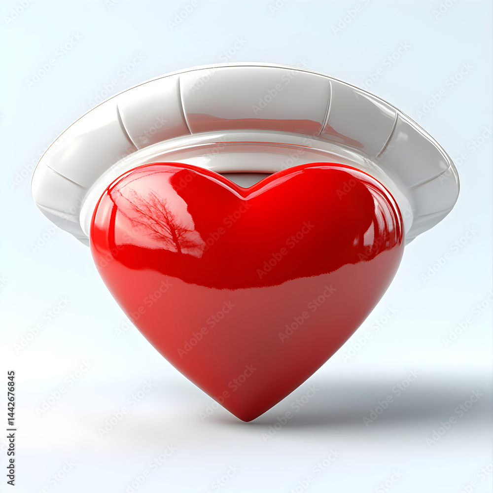 Red heart wearing nurse hat symbolizing healthcare