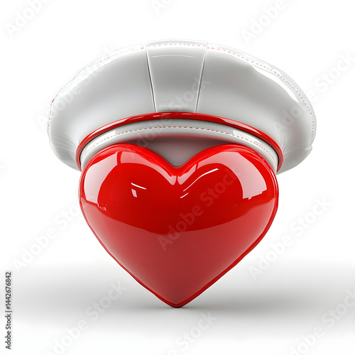 Obraz na płótnie Red heart wearing nurse hat symbolizing healthcare and love w salonie