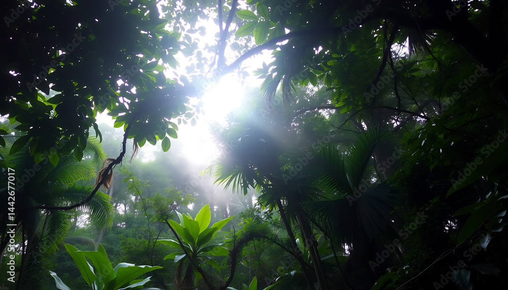 Tropical Rainforest Canopy at Dawn