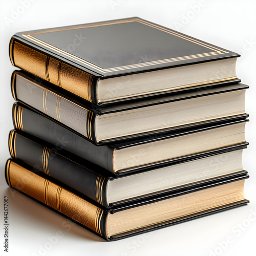 Obraz na płótnie Stack of five hardcover books with golden decoration w salonie