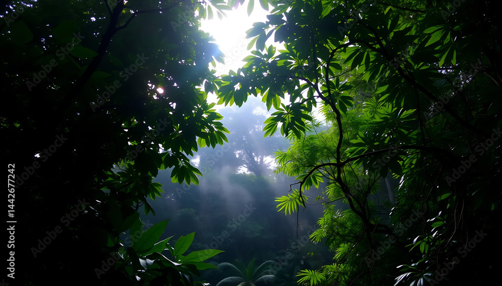 Tropical Rainforest Canopy at Dawn
