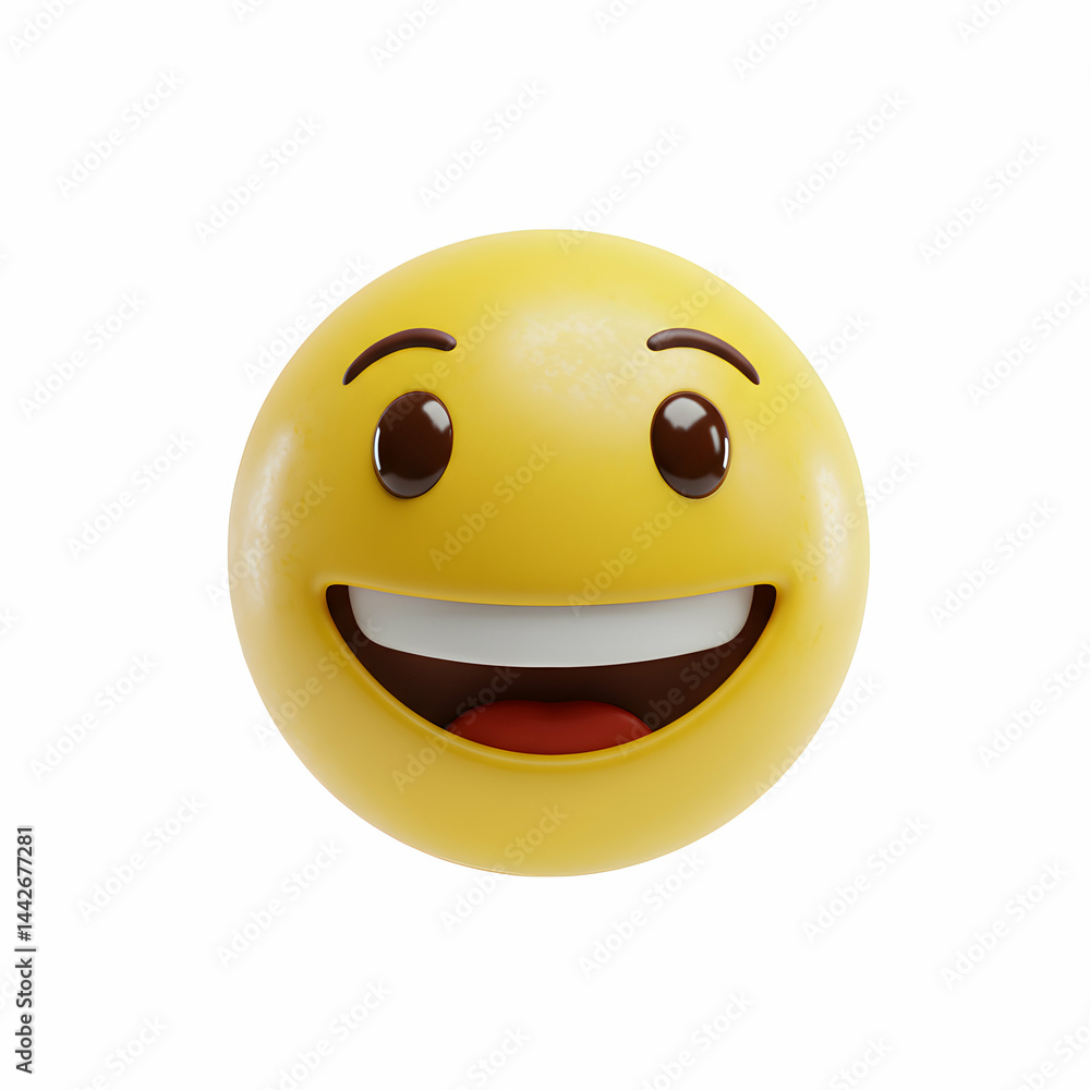 Fototapeta premium Happy Smiley Face Emoji HighResolution 3D Render
