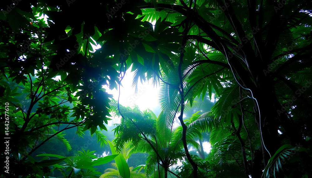 Tropical Rainforest Canopy at Dawn