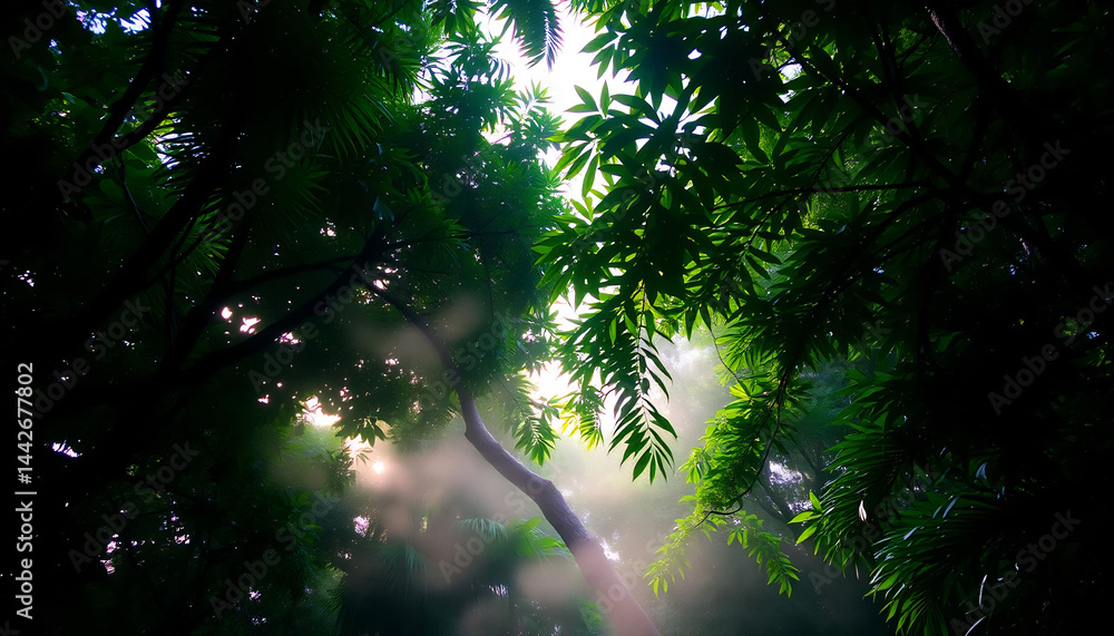 Tropical Rainforest Canopy at Dawn