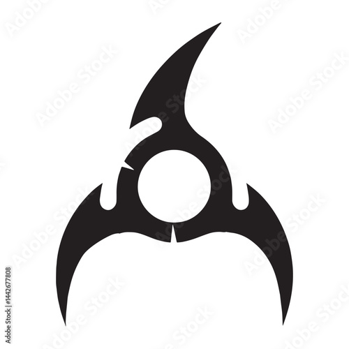 Spinning Shuriken silhouette, a deadly tool in the hands of a master – Shuriken illustration – Minimalist Shuriken vector – Weapon silhouette

