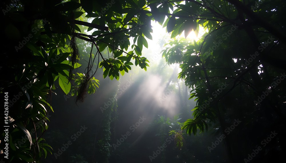 Tropical Rainforest Canopy at Dawn