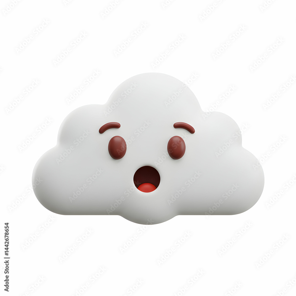Surprised 3D Cloud Emoji Surprised 3D Cloud Emoji