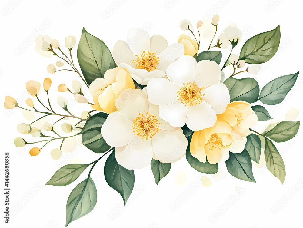 Fototapeta premium Beautiful Watercolor Floral Arrangement