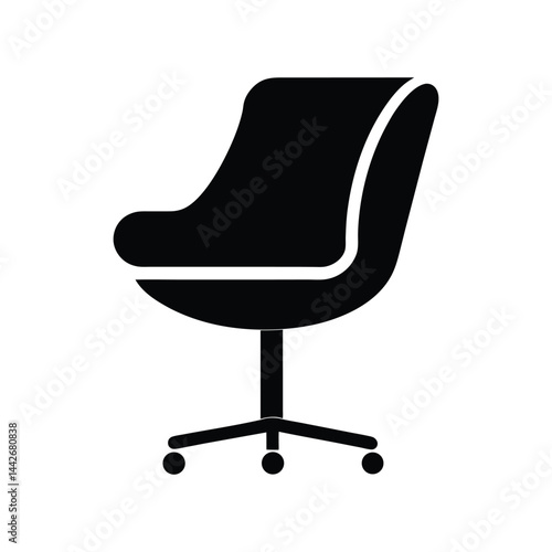 swivel chair black silhouette vector icon