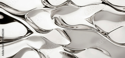 Obraz na płótnie Abstract silver background with flowing metallic waves, ideal for modern designs w salonie