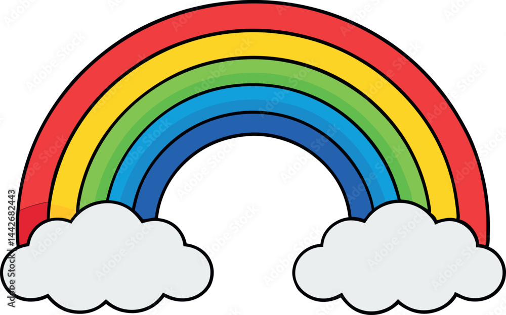 High Quality Rainbow Vector Illustration Featuring Floating Clouds – Perfect for Children’s Educational Materials, Kids’ Art, and Creative Digital Design Projects for Modern Stock Collections High Quality Rainbow Vector Illustration Featuring Floating Clouds – Perfect for Children’s Educational Materials, Kids’ Art, and Creative Digital Design Projects for Modern Stock Collections