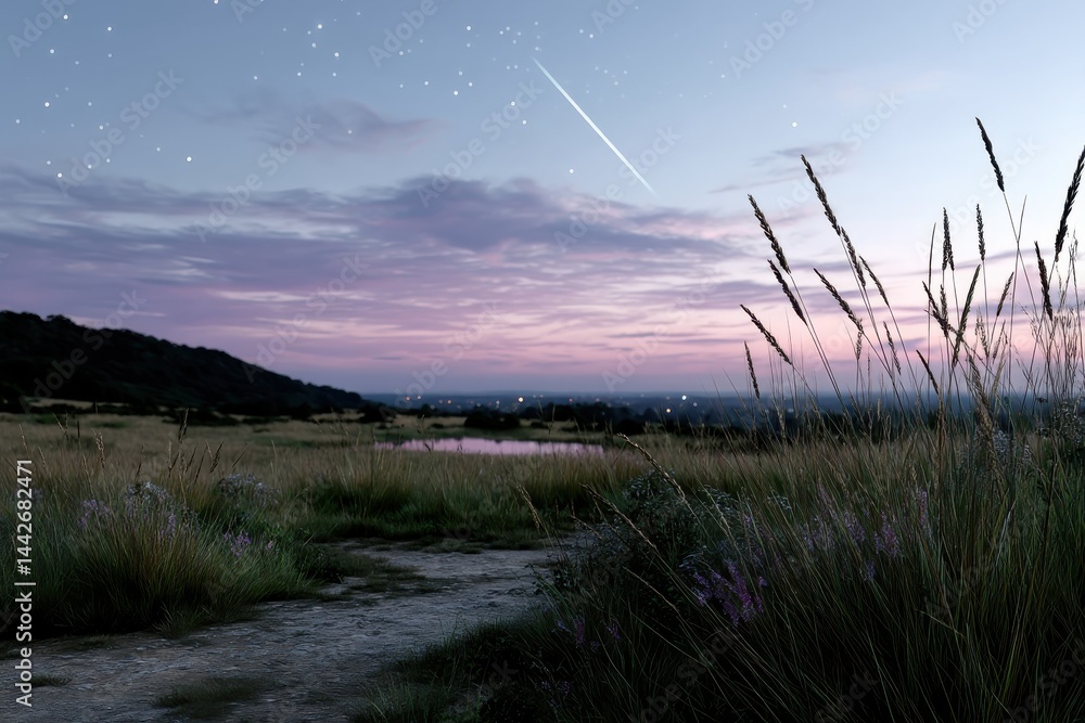 A breathtaking view of nature embraced by a starry sky, inviting contemplation and awe at the sublime connection between earth and the cosmos at dusk. A breathtaking view of nature embraced by a starry sky, inviting contemplation and awe at the sublime connection between earth and the cosmos at dusk.