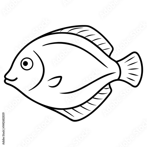 One-Line Flounder Vector Simplicity