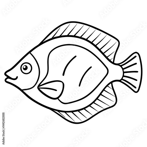 One-Line Flounder Vector Simplicity