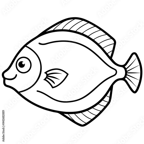One-Line Flounder Vector Simplicity
