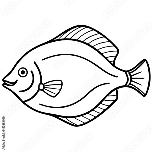One-Line Flounder Vector Simplicity