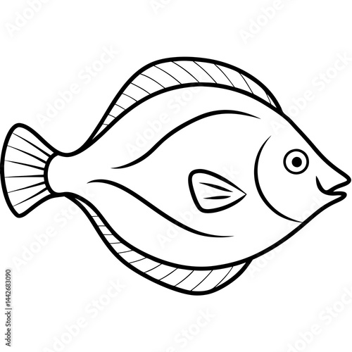 One-Line Flounder Vector Simplicity