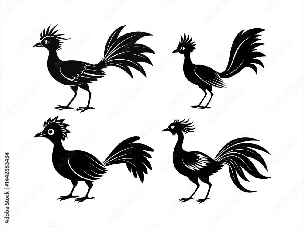 Obraz premium lyrebird sihouette black vector bundle