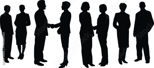 Silhouette Business People Networking Meeting